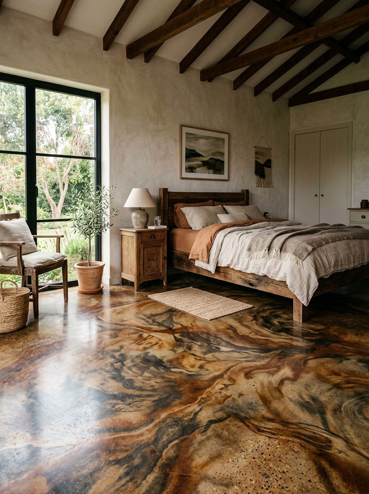 Stained Concrete Floor - 30 concrete bedroom ideas