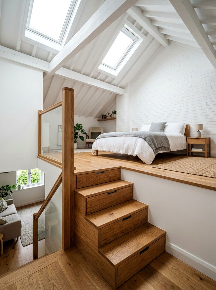 Staircase Storage Drawer - 30 bedroom secret storage ideas