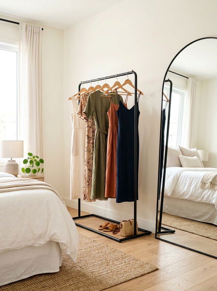 Standing clothes rack - 30 no drill bedroom ideas