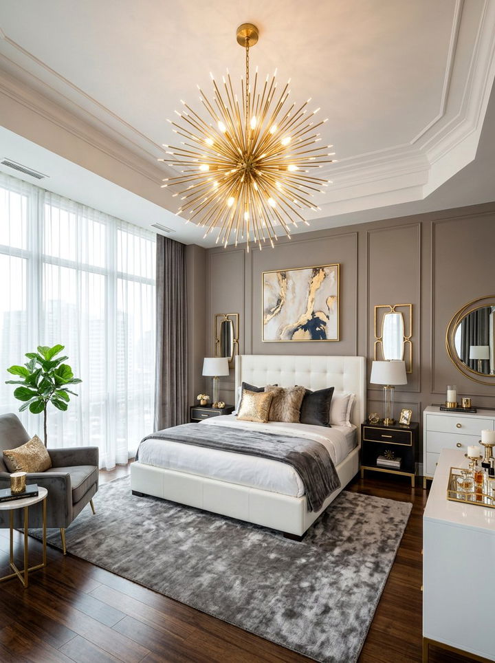 Starburst Chandelier - 30 bedroom chandelier ideas