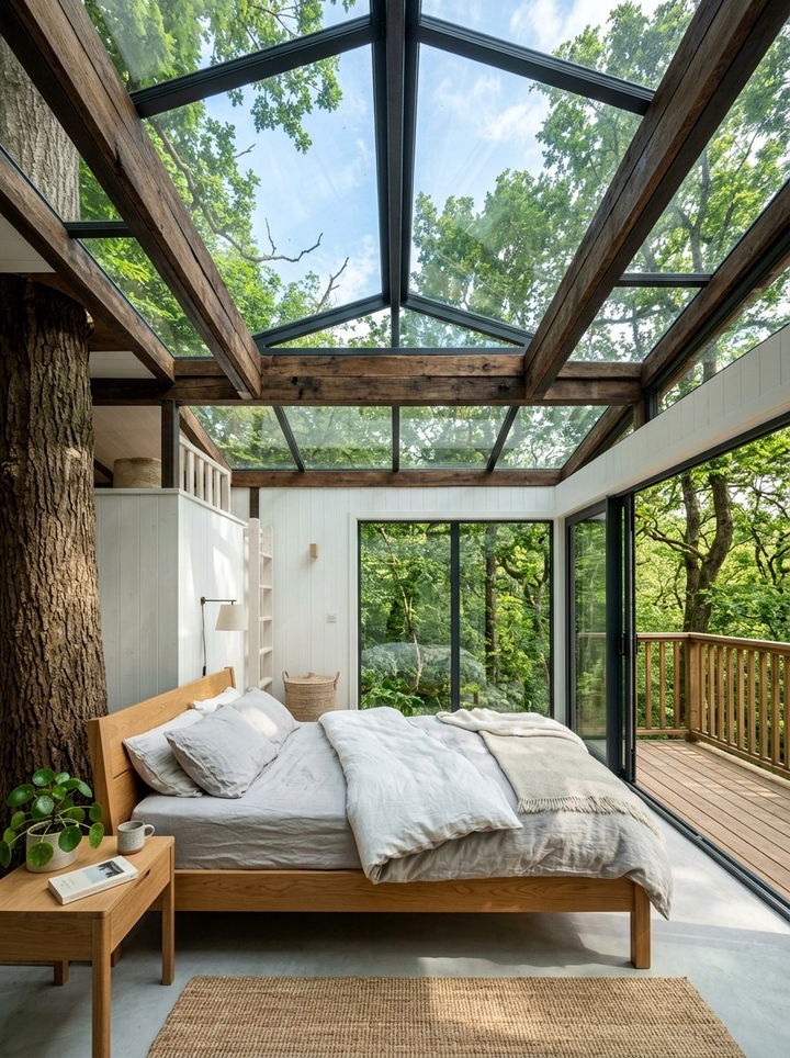 Stargazing Glass Ceiling Treehouse - 30 treehouse bedroom ideas