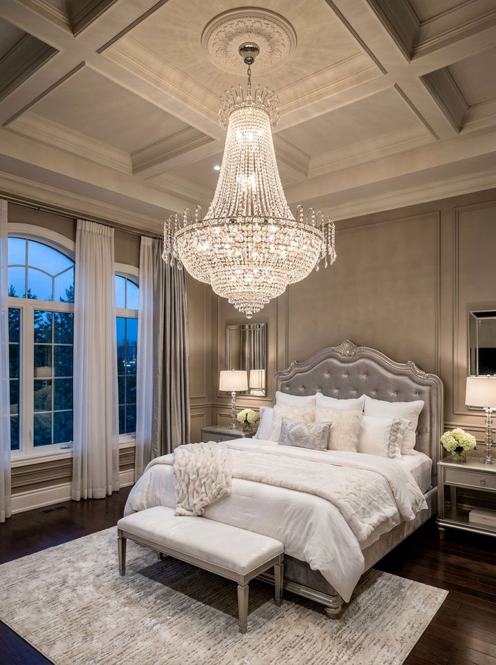 Statement Chandelier - 30 boutique hotel bedroom ideas