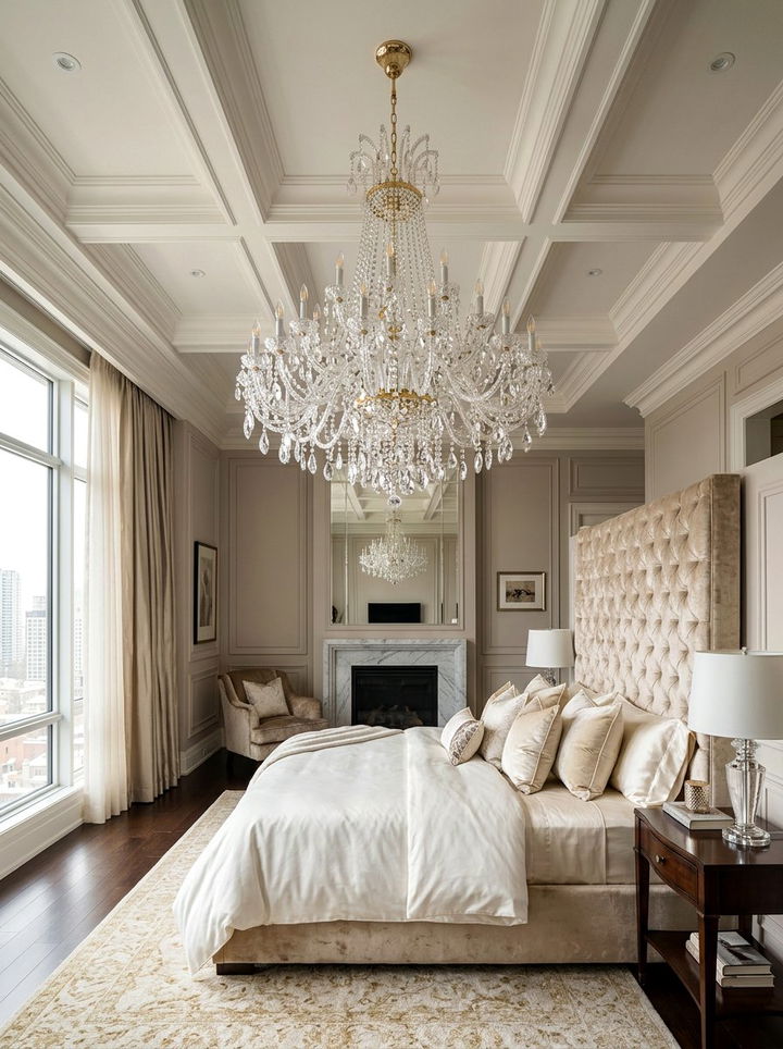 Statement Crystal Chandelier - 30 bedroom focal point ideas