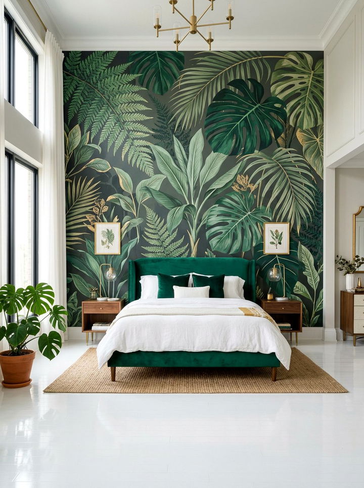 Statement Wallpaper Tall Walls - 30 high ceiling bedroom ideas