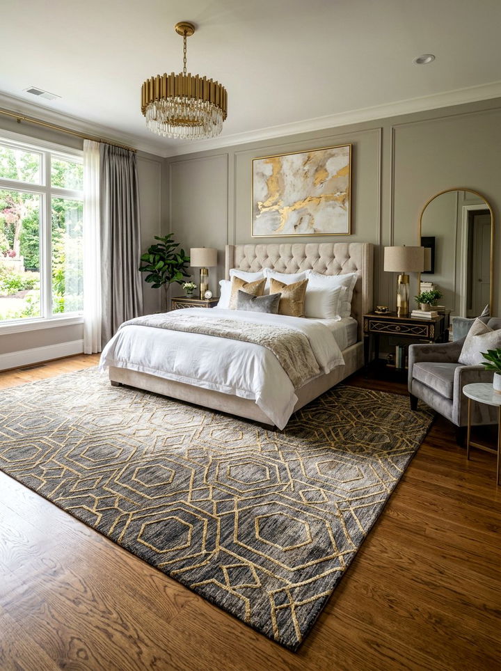 Statement rug glam bedroom - 30 glam bedroom ideas