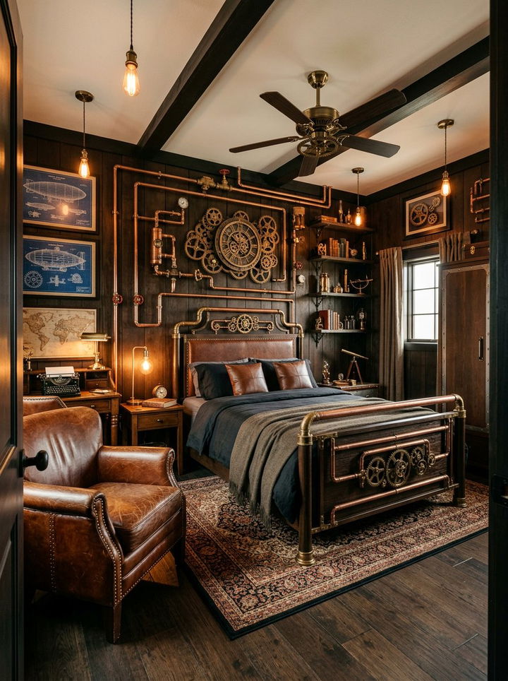 Steampunk Style Bedroom - 30 geek bedroom ideas