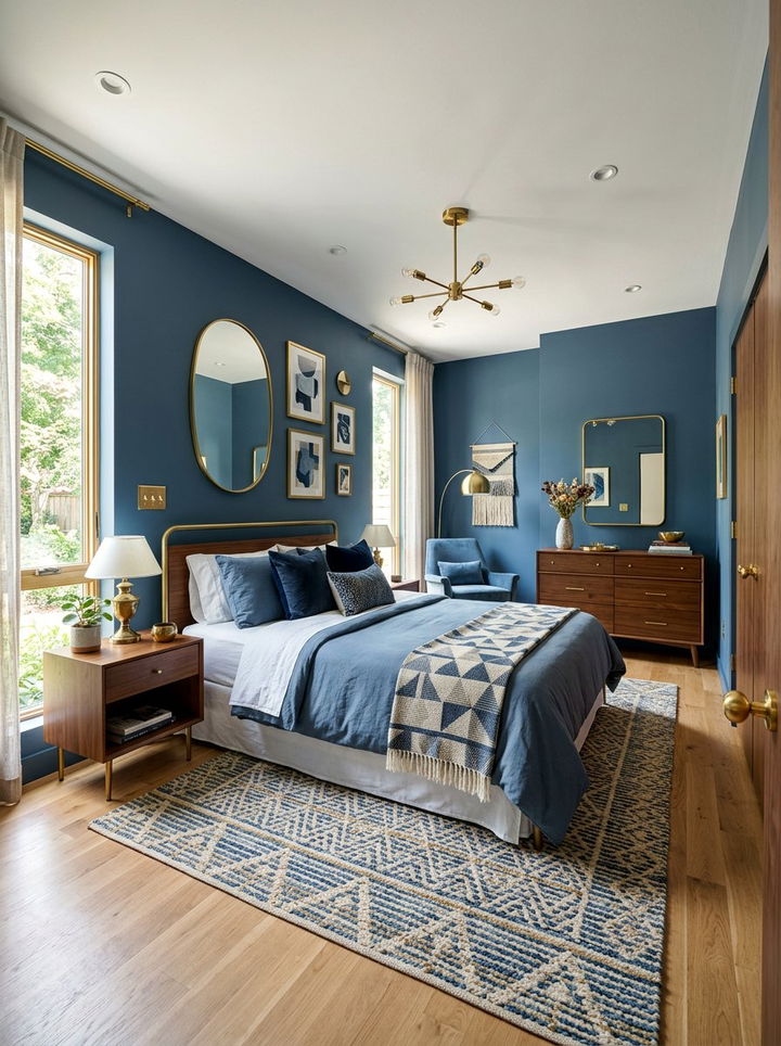 Steel Blue And Brass Bedroom - 30 steel blue bedroom ideas
