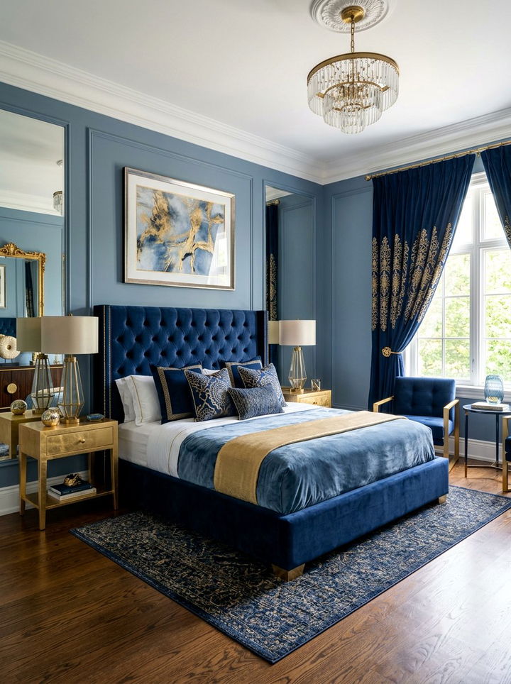 Steel Blue And Gold Bedroom - 30 steel blue bedroom ideas