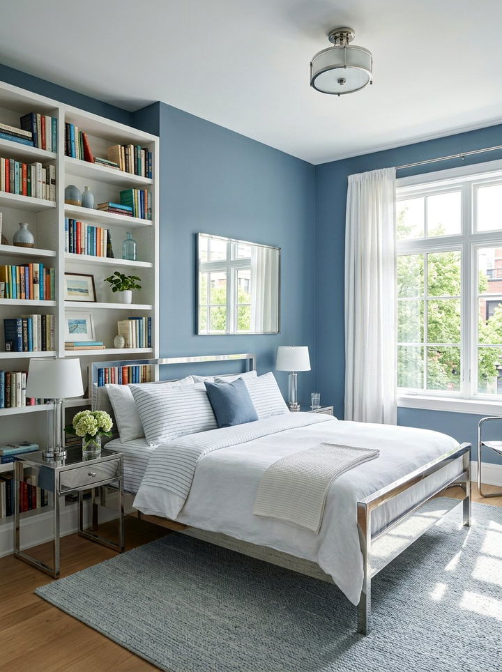 Steel Blue Bedroom - 30 blue and white bedroom ideas