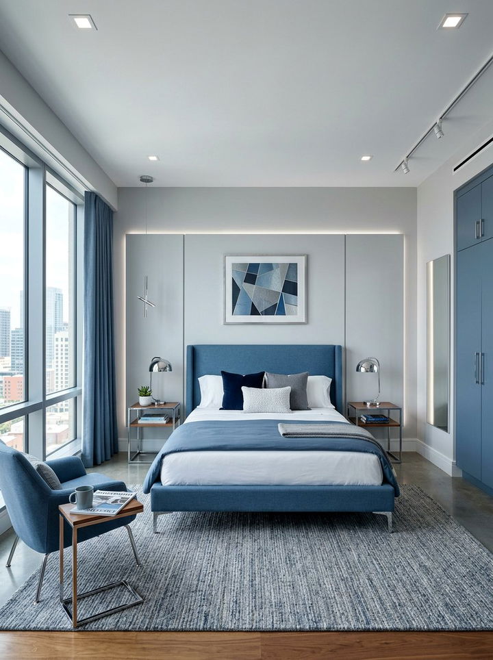 Steel Blue Bedroom - 30 muted tone bedroom ideas