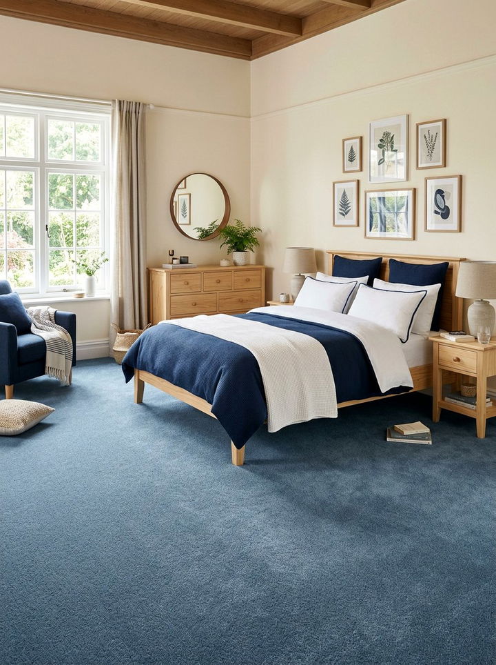 Steel Blue Bedroom Carpet - 30 blue bedroom decor ideas