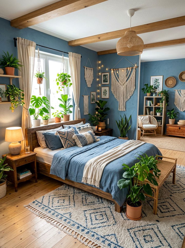 Steel Blue Bohemian Bedroom - 30 steel blue bedroom ideas