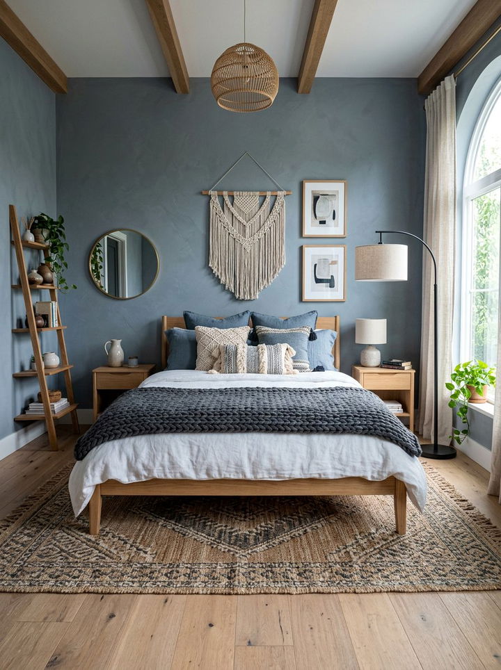 Steel Blue Bohemian Look - 30 bohemian blue bedroom ideas
