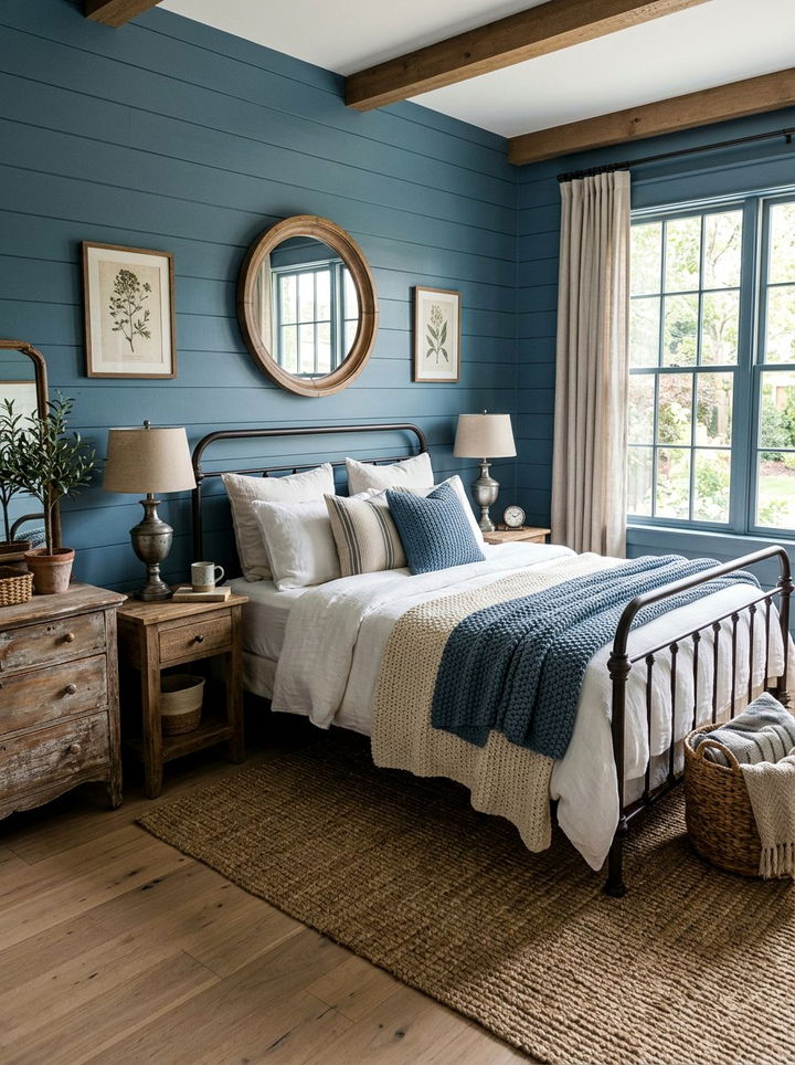 Steel Blue Farmhouse Bedroom - 30 steel blue bedroom ideas