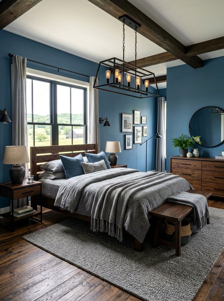 Steel Blue Farmhouse Bedroom - 30 farmhouse blue bedroom ideas