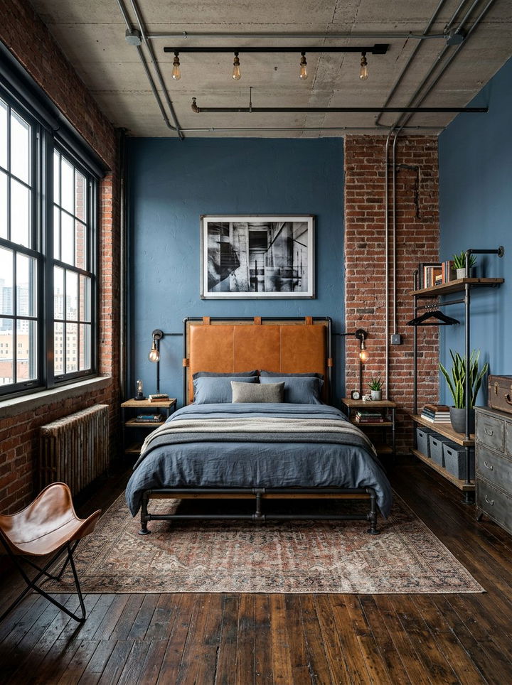 Steel Blue Industrial Bedroom - 30 steel blue bedroom ideas