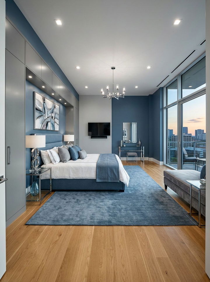 Steel Blue Master Suite - 30 minimalist blue bedroom ideas