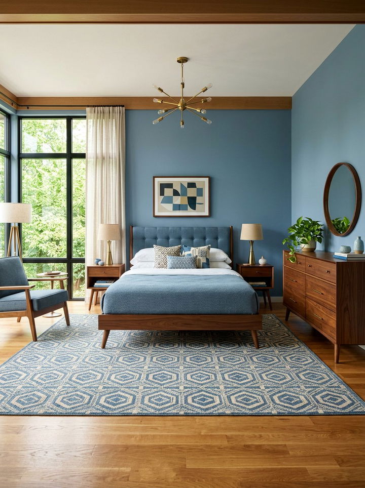 Steel Blue Mid Century Modern Bedroom - 30 steel blue bedroom ideas