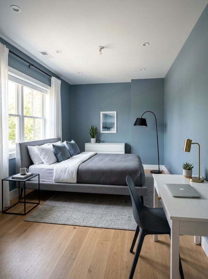 Steel Blue Minimalist Bedroom - 30 minimalist bedroom color ideas