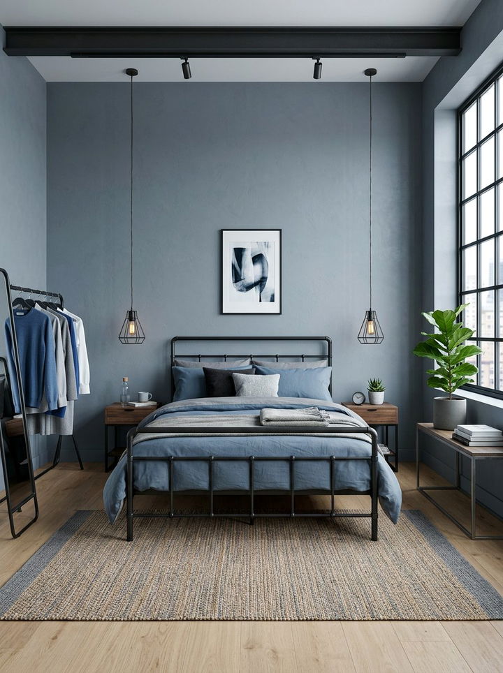 Steel Blue Theme - 30 scandinavian blue bedroom ideas