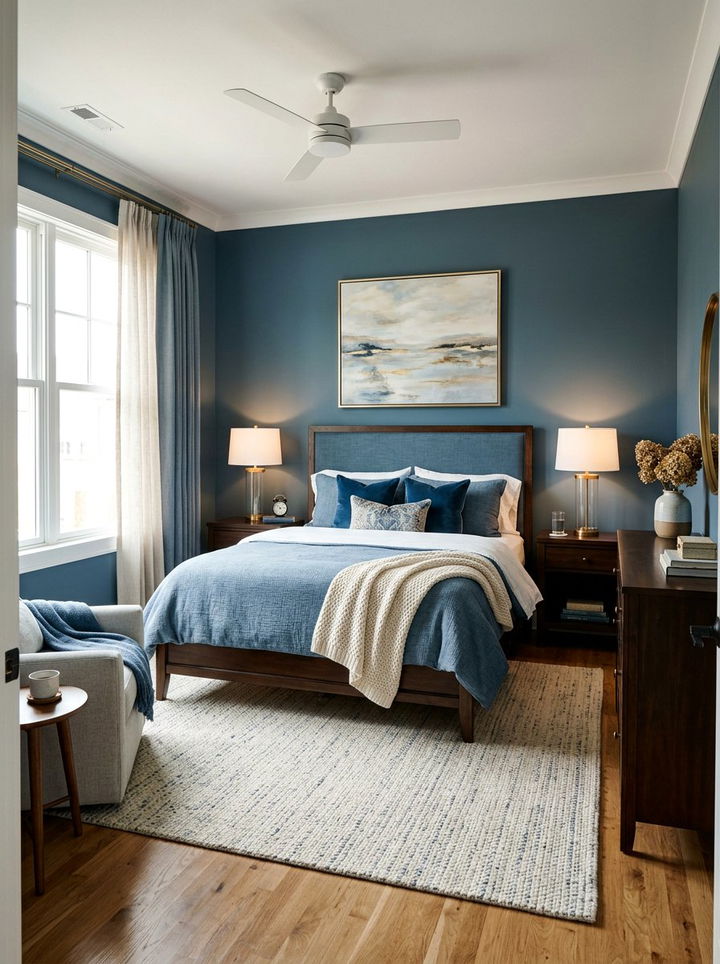 Steel Blue Transitional Bedroom - 30 steel blue bedroom ideas