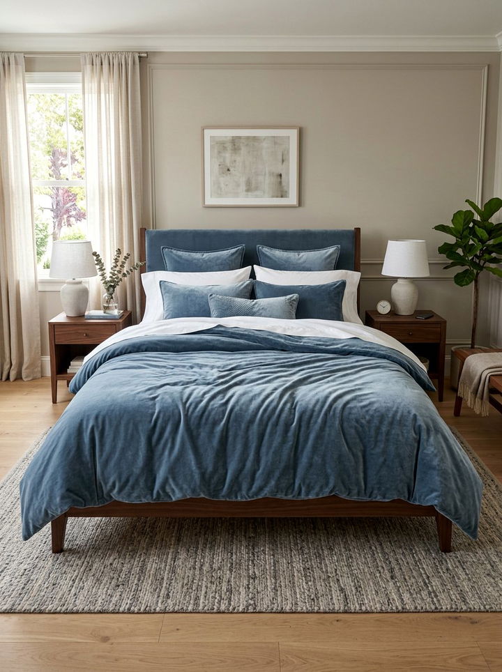 Steel Blue Velvet Bedding - 30 steel blue bedroom ideas