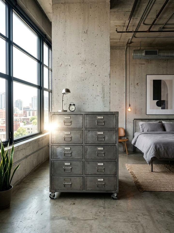 Steel Grey Metal Dresser - 30 grey bedroom furniture ideas