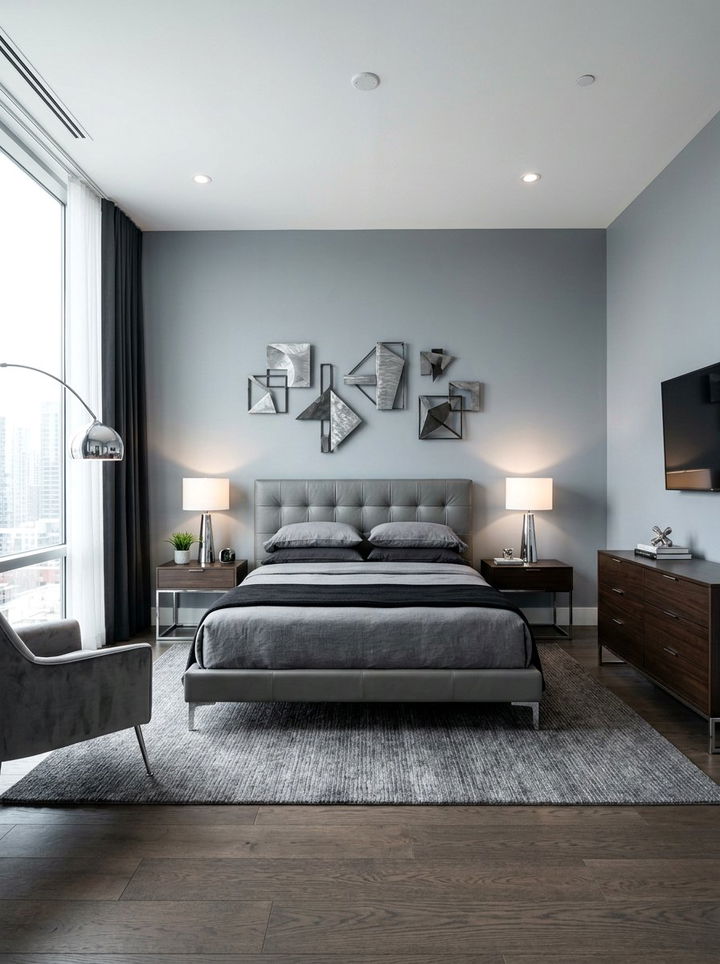 Steel Grey Modern Bedroom - 30 grey bedroom design ideas