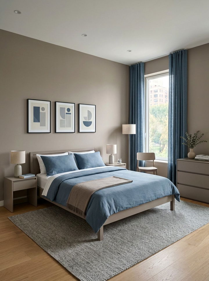 Steel blue and taupe bedroom - 30 blue and brown bedroom color combo
