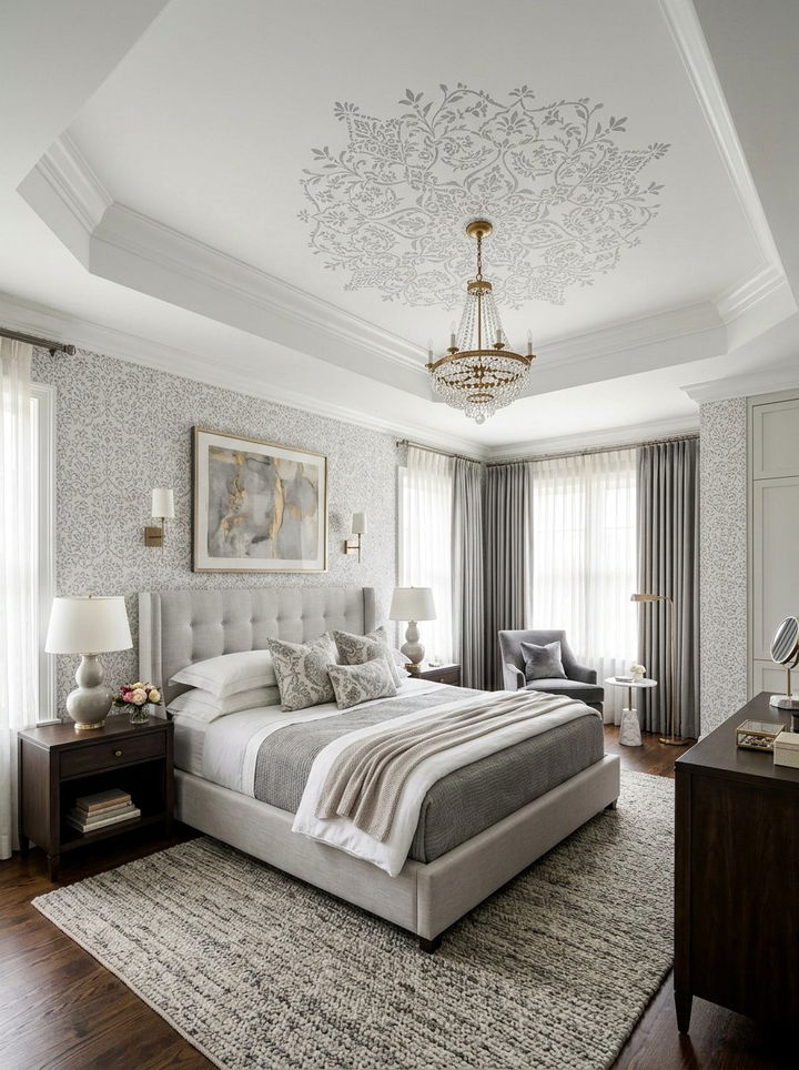 Stencil Paint - 30 bedroom false ceiling designs