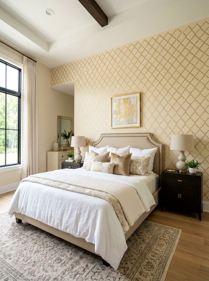 Stencil Pattern Accent Wall - 30 bedroom accent walls