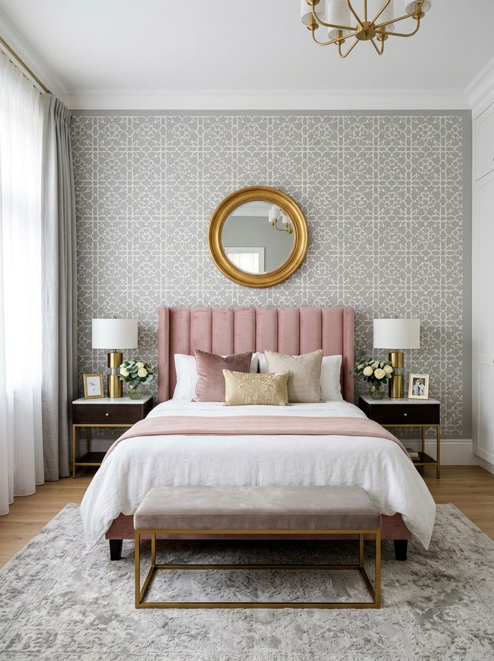 Stencil pattern wall - 30 bedroom feature wall ideas