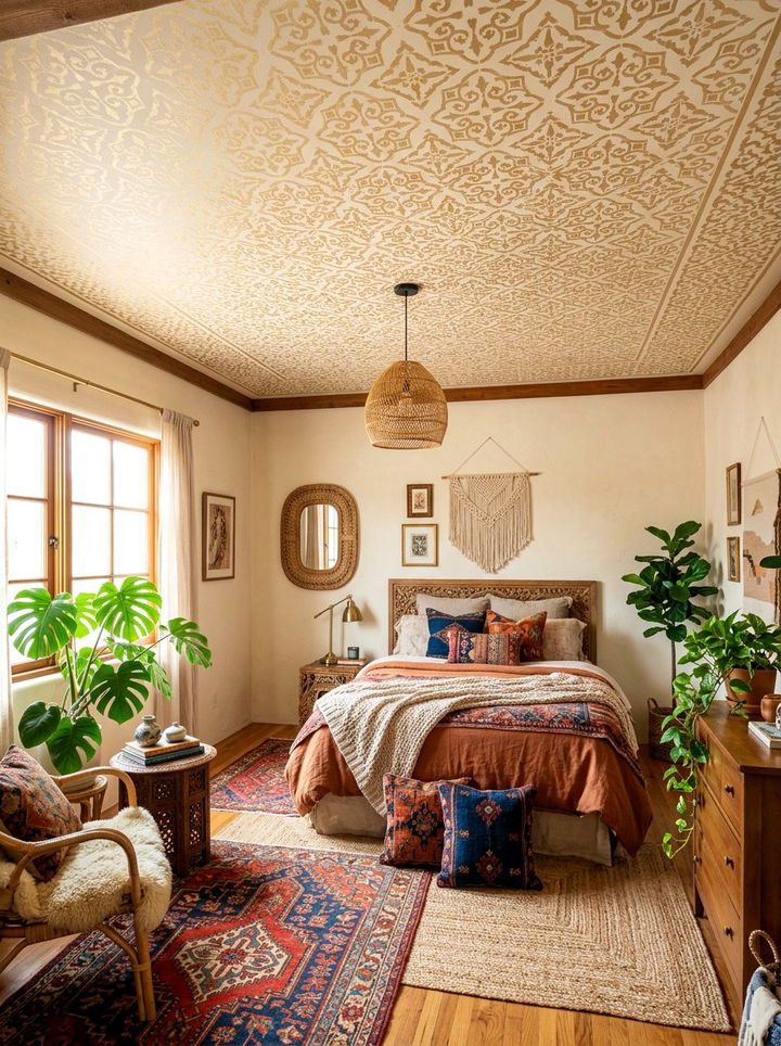 Stenciled Ceiling - 30 bedroom ceiling design ideas