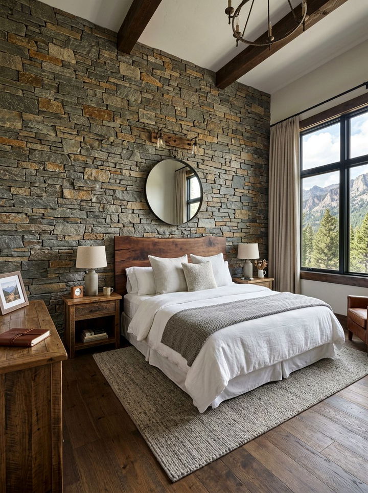 Stone Accent Bedroom - 30 textured bedroom ideas