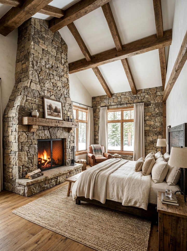 Stone Bedroom Fireplace - 30 bedroom wood burning fireplace ideas