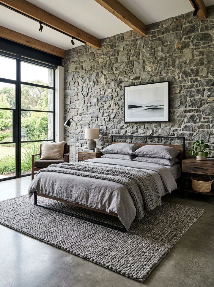 Stone Natural Bedroom - 30 monochromatic bedroom ideas