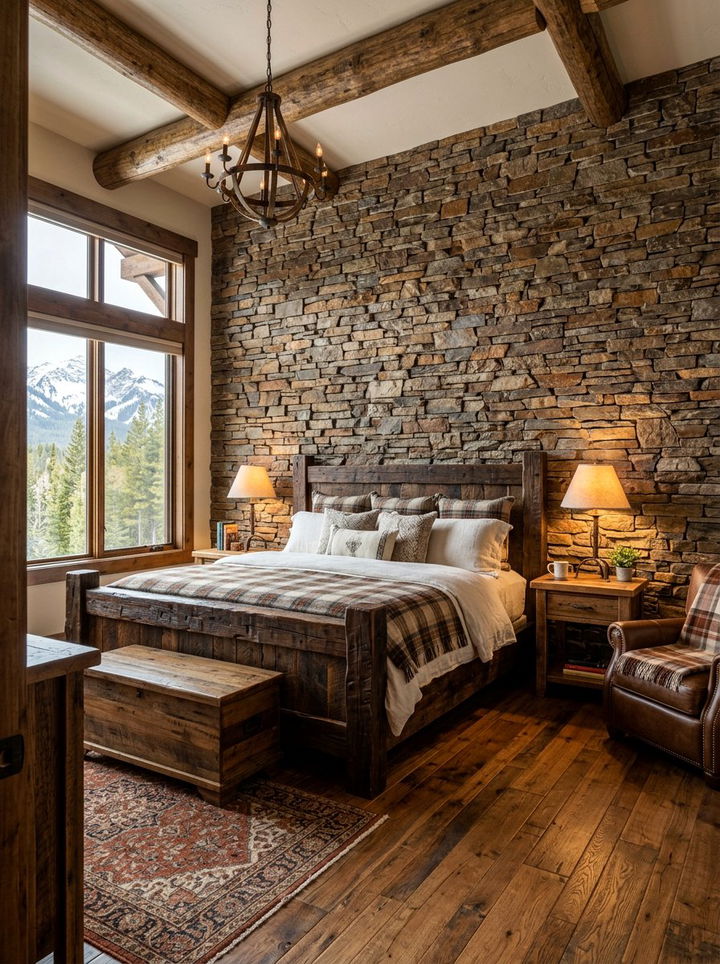 Stone Veneer Accent Wall - 30 bedroom accent walls