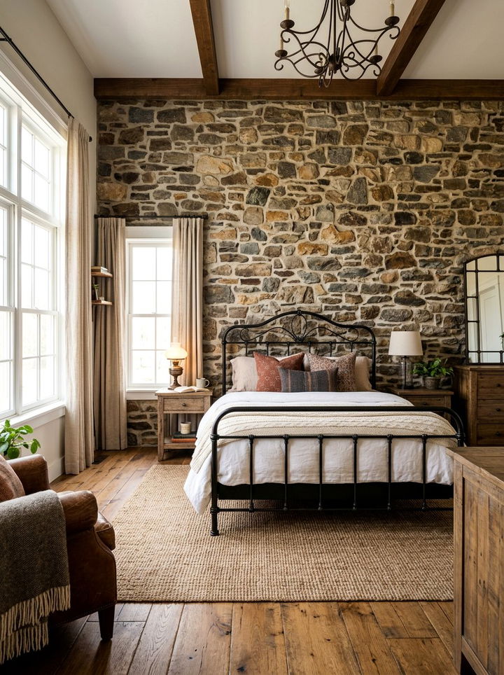 Stone Wall Bedroom - 30 Tuscan bedroom ideas