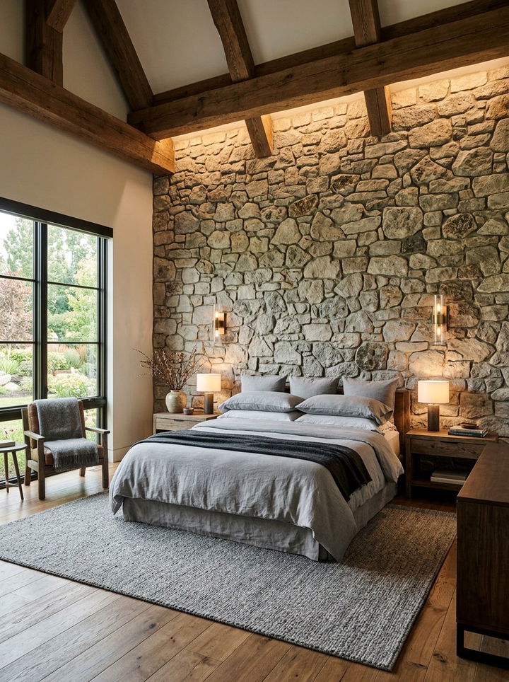 Stone Wall Bedroom Feature - 30 African bedroom ideas