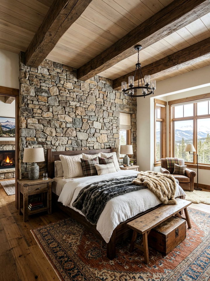 Stone Wall Bedroom - 30 earthy bedroom ideas