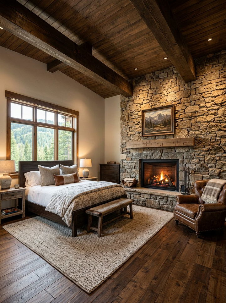 Stone Wall Electric Fireplace - 30 bedroom electric fireplace ideas