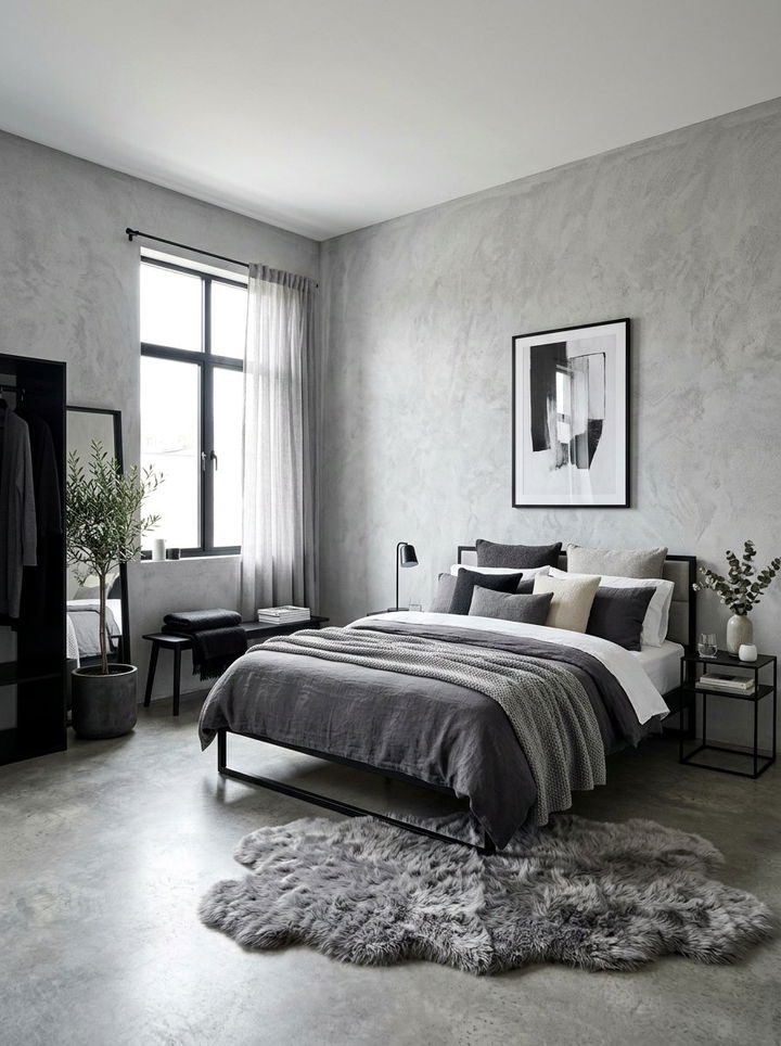 Stone grey bedroom - 30 forest inspired bedroom color ideas