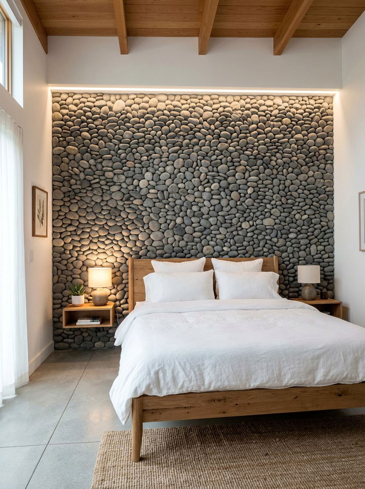 Stone wall texture - 30 zen bedroom ideas