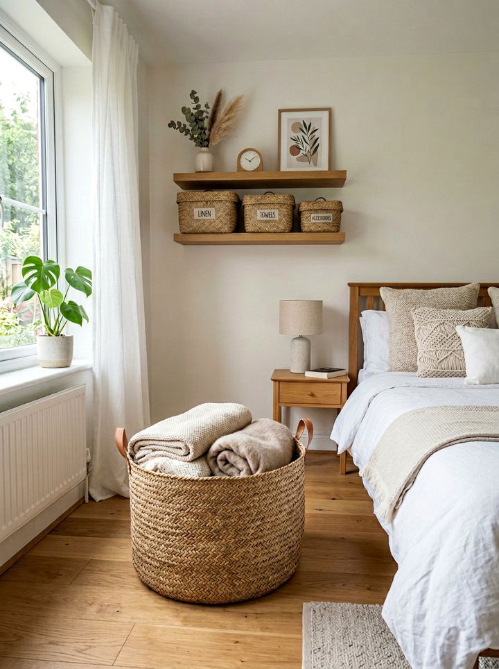 Storage Baskets - 30 low cost bedroom ideas