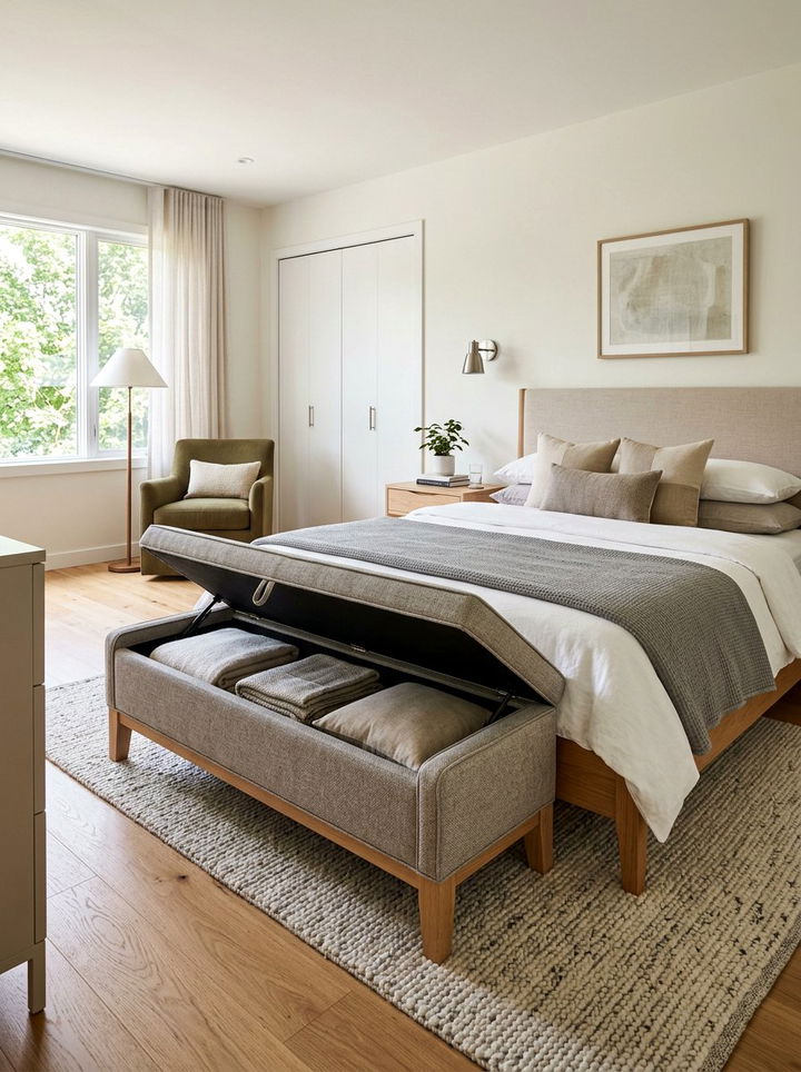 Storage Bench - 30 bedroom seating arrangements ideas