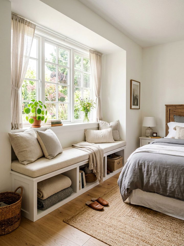 Storage Bench Window Seat - 30 compact bedroom ideas