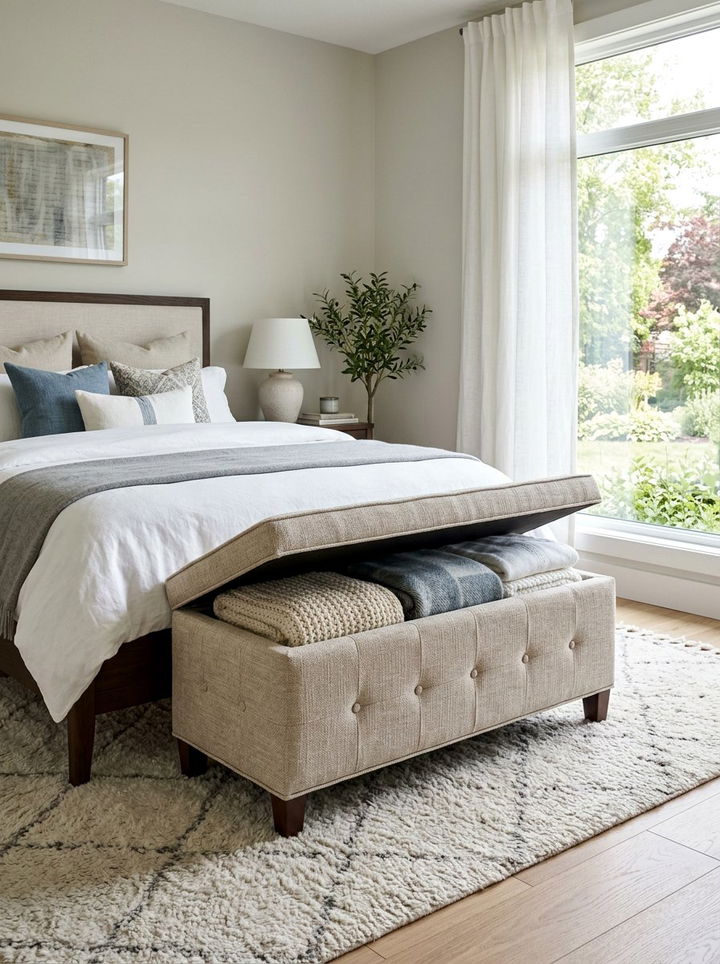 Storage Ottoman - 30 bedroom space saving ideas