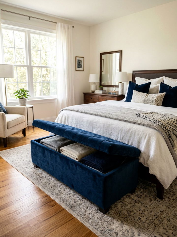 Storage Ottoman Bench - 30 bedroom organization ideas