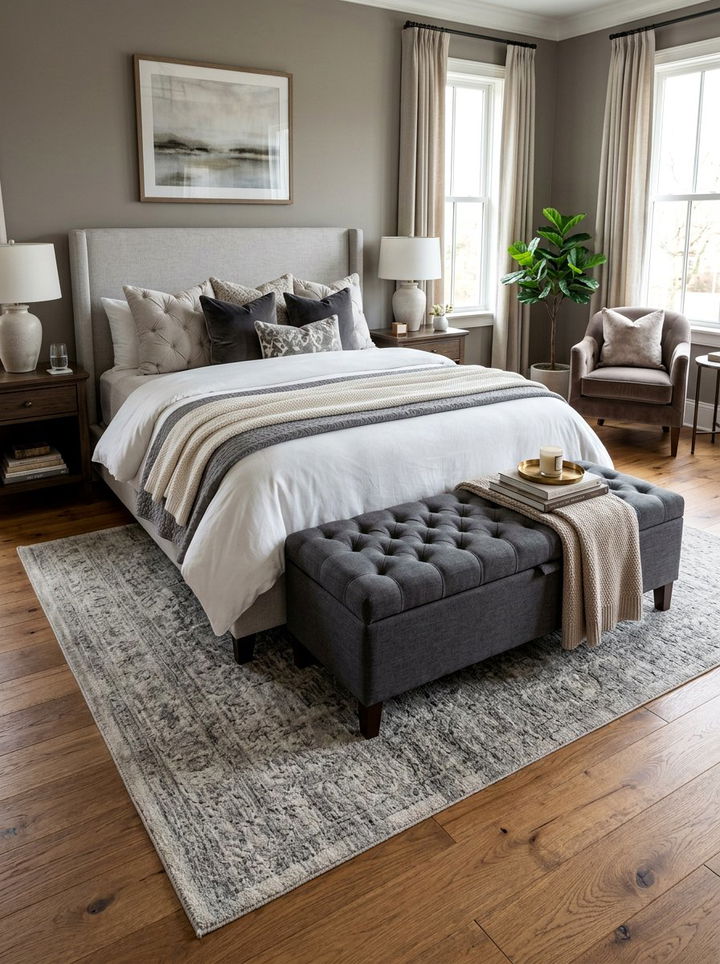 Storage Ottoman Bench - 30 bedroom storage tips