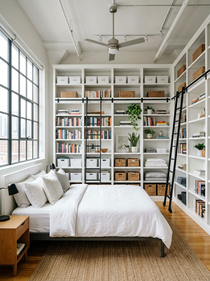 Storage Solution White Industrial Bedroom - 30 industrial white bedroom ideas